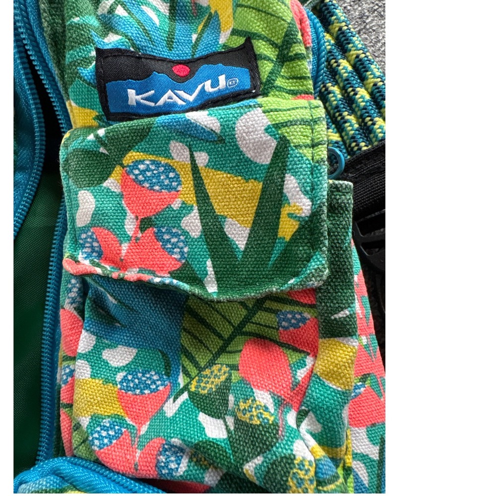 Kavu Rope Bag Tropical Floral Cotton Canvas Sling Backpack Multicolor Crossbody - Picture 2 of 12